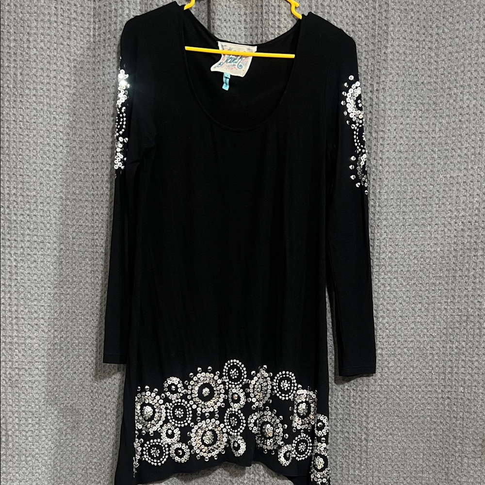 🖤Black Embellished Long Sleeve Dress/ tunic